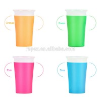 China factory new design magic anti spill 260ml plastic 360 degree rotation baby sippy cup